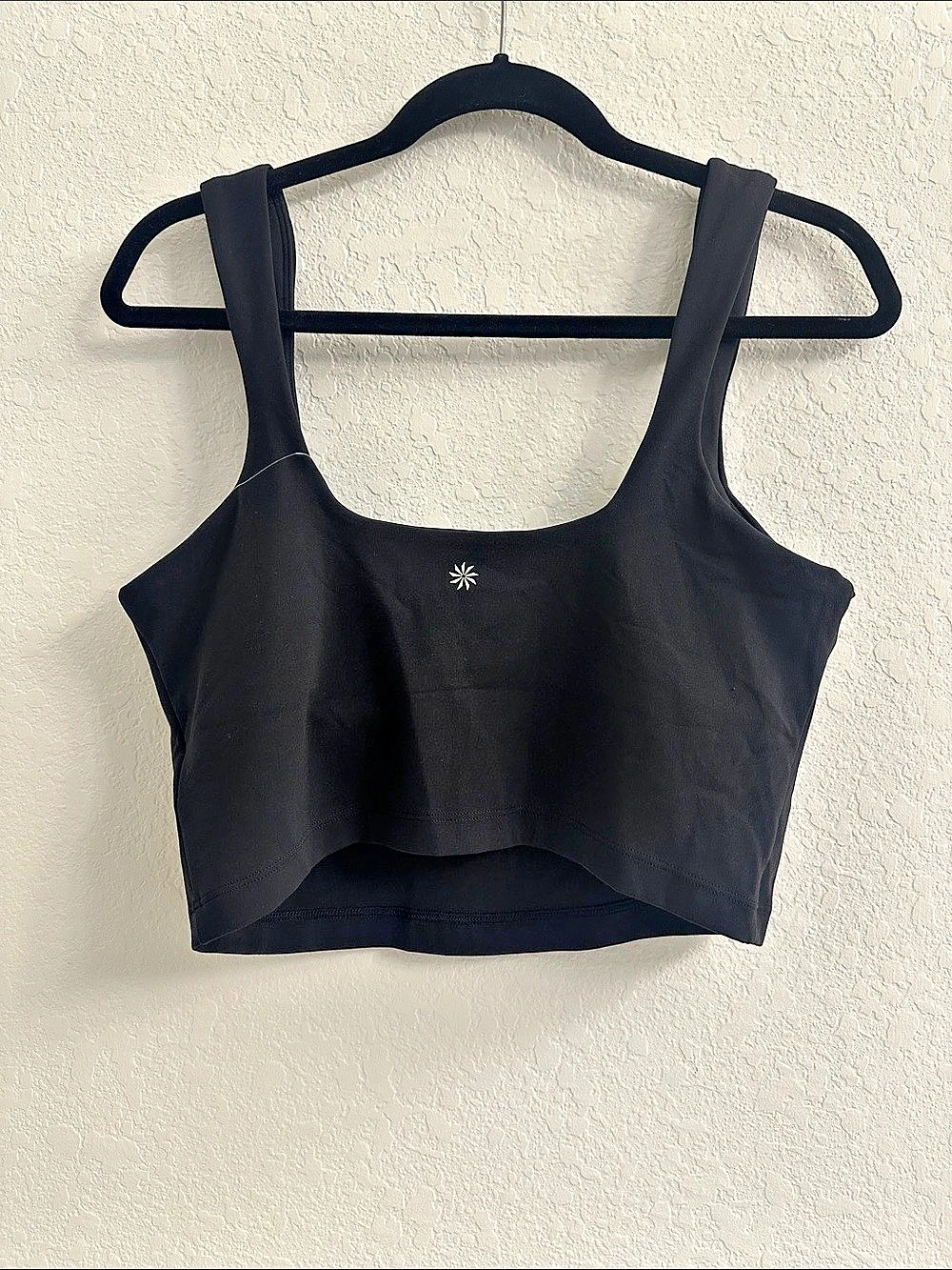 Athleta Transcend Square Neck Crop Bra Black Large NWT